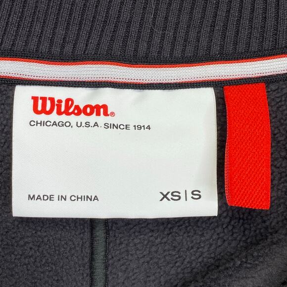 Wilsons Cropped Sweatshirt Wms Sz XS/S Gray Brown Faux Leather Logo Sportswear - Picture 4 of 13